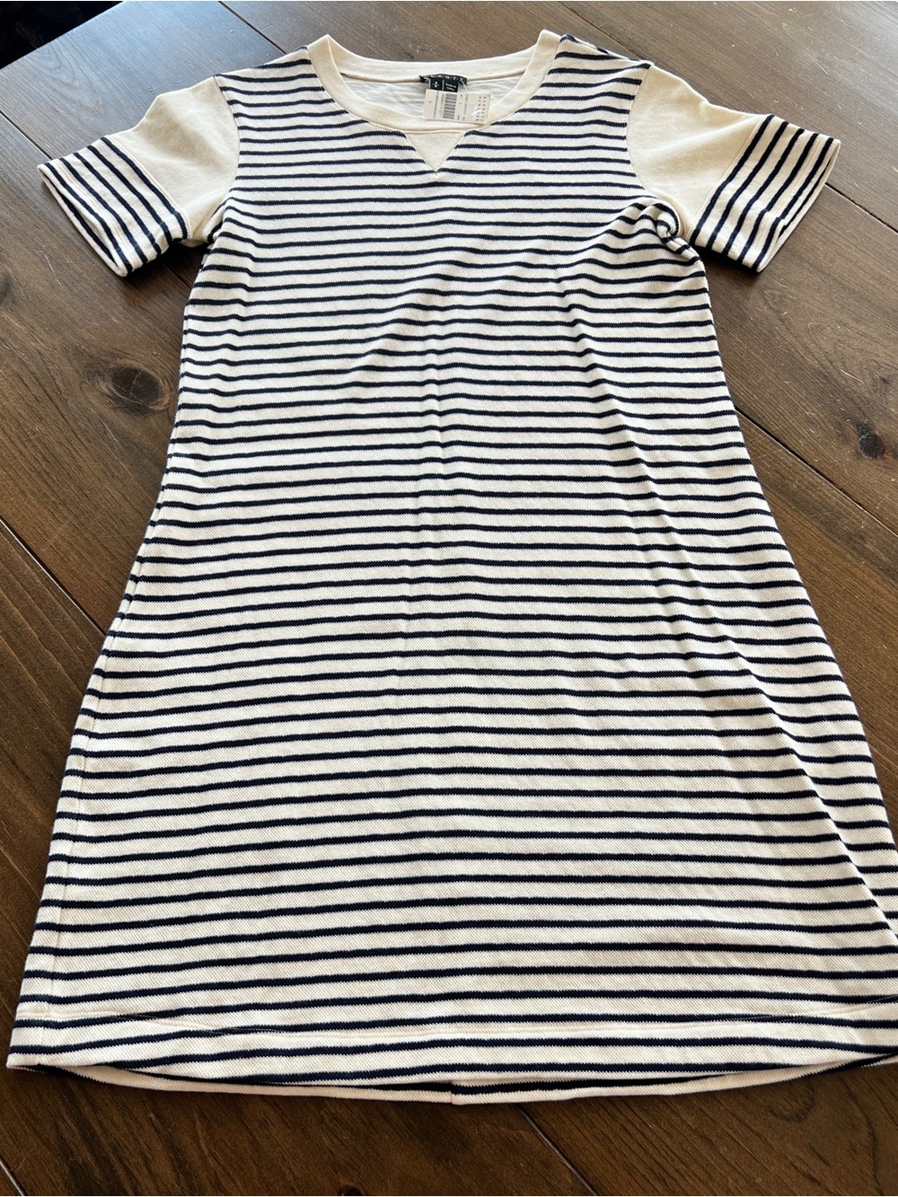 Theory navy/off white striped cotton jersey t-shirt dress-small